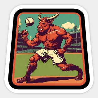 Minotaur Baseball Player Sticker